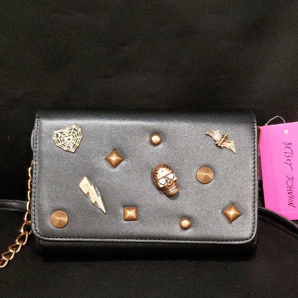 Betsey Johnson Handbags - BETSEY JOHNSON Goth Black Crossbody